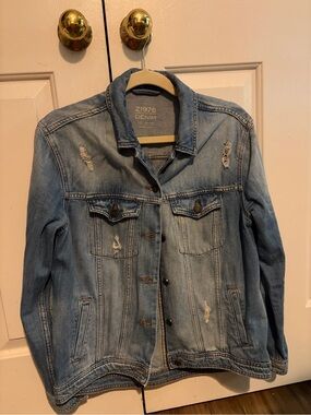 Zara Light Blue Distressed Denim Jacket